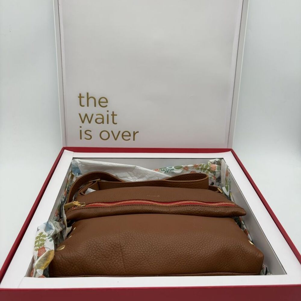 Hammitt Brown Leather Crossbody with Red Accent
